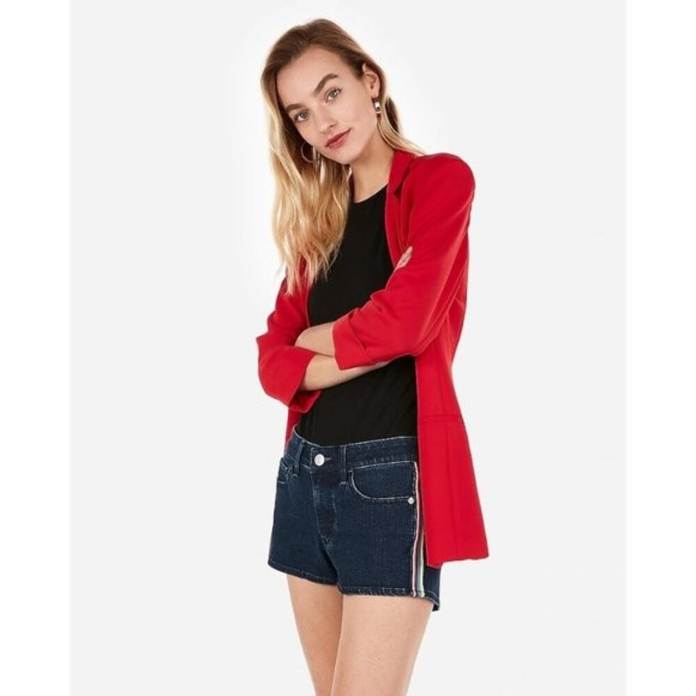 Express Low Rise Rainbow Side Side Stripe Jean Shorts 4